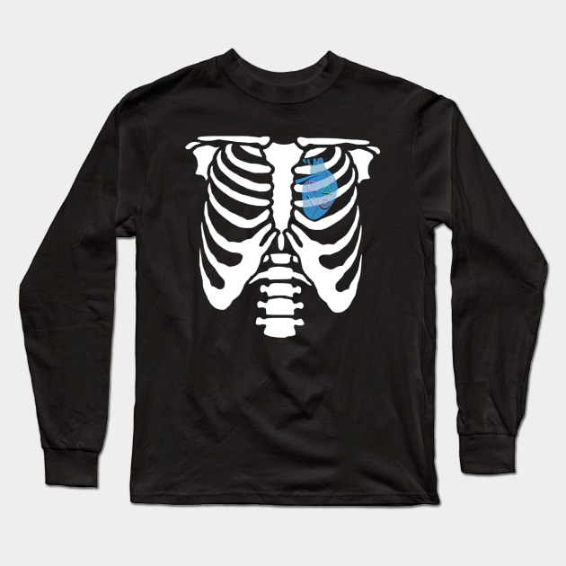 PlayStation Controller Heart Rib Cage Skeleton Gaming Gamer Long Sleeve T-Shirt by SchraderDesigns 